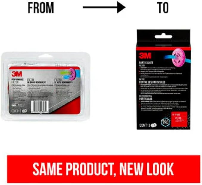 3M Performance P100 Particulate + Odor Filters, 2 Pairs, NIOSH-Approved, 99.97% Filtration Efficiency Against Solids & Liquid Aerosols, Use with 3M 6000, 6500 & 7500 Series (2097P2-DC), 3-Pack