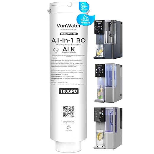 CT100-ALK Replacement Filter | 𝐀𝐥𝐤𝐚𝐥𝐢𝐧𝐞 pH+ RO Filter Cartridge for CT910/C5/CT910G Series | 100GPD 12-24 Months | NSF/ANSI372,42,58 Standards, Reduce TDS PFAS (CT100-ALK)