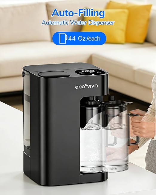 Mate 3 Reverse Osmosis Water Filter Countertop, 3:1 Pure to Drain, 44oz Smart Autofill Pitcher, No Installation Water Purifier, 8 Stage RO Water Filtration, with Remineralization, Black