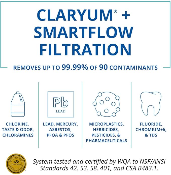 Aquasana SmartFlow™ Reverse Osmosis Water Filter System - High-Efficiency Under Sink RO Removes up to 99.99% of 90 Contaminants, Including Fluoride, Chlorine, and Lead - Oil Rubbed Bronze (ORB) Faucet