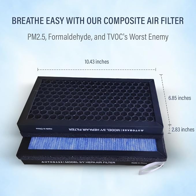 Tesla Model 3 Model Y HEPA Car Filter with Activated Carbon | Compatible with Model Y Model 3 2016-2026 | Cabin Car Filter Replacement - 2 Pack