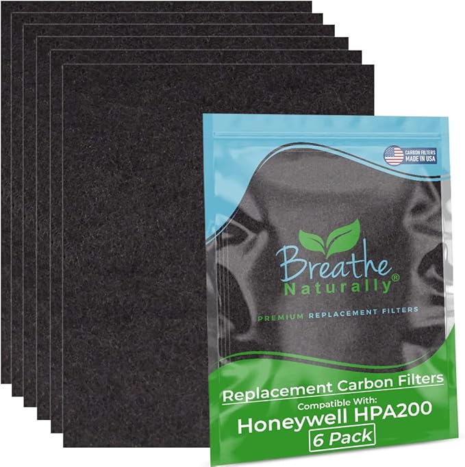 Breathe Naturally - HPA200 Replacement Filters, Honeywell Replacement Filters,HPA200 Replacement Filter, Carbon Prefilter -Ideal for Optimal Air Purification, Home & Office Use -(6 pack Carbon Filter)