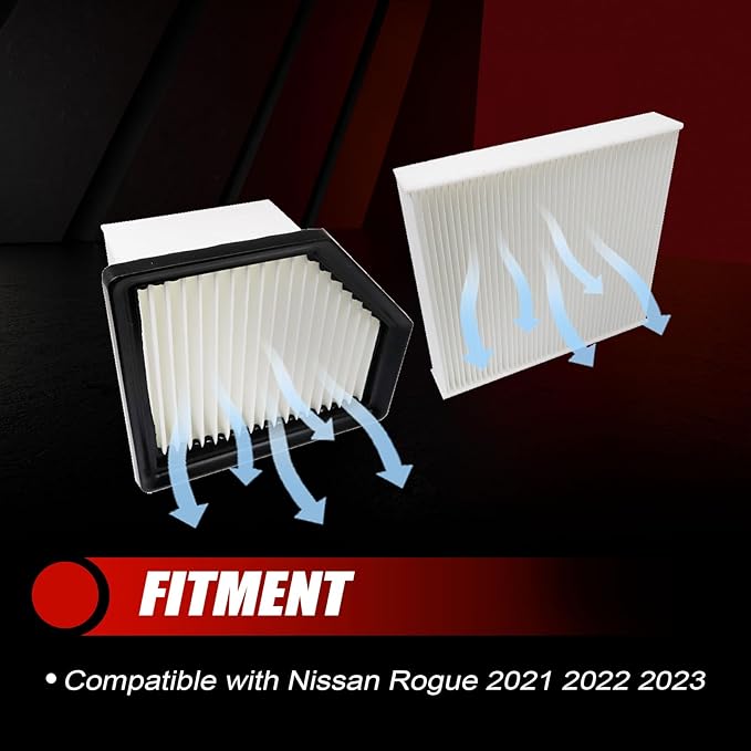 FZJDSD Engine Air Filter & Cabin Air Filter Combo Set 16546-6RA0A 27277-6RC0A Compatible with Nissan Rogue 2021 2022 2023