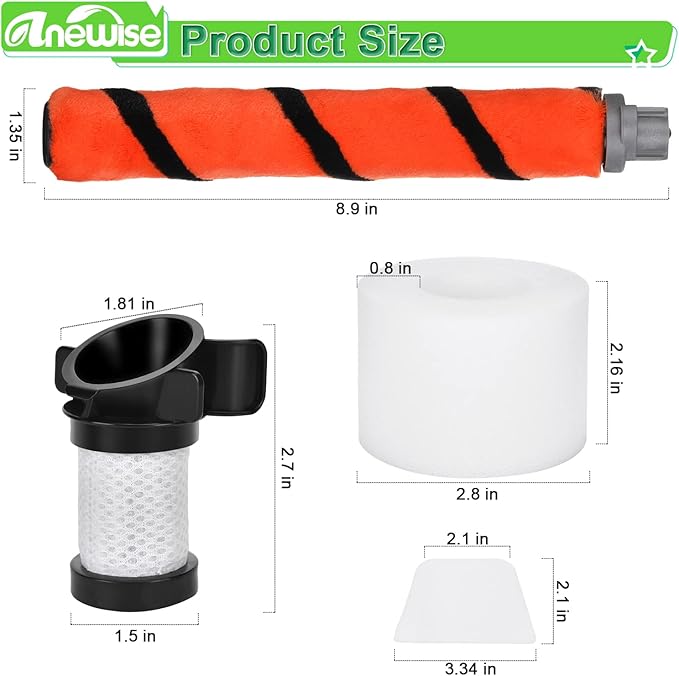 Filter Replacement for Shark ION Flex Duo Clean IF100 F80 UF280 IF200 IF201 IF202 IF203Q IF252 IF281 IF282 Cordless Vacuum, 2 HEPA + 4 Foam Felt Filters +1 Brush, Part # XPREMF100 & XPSTMF100