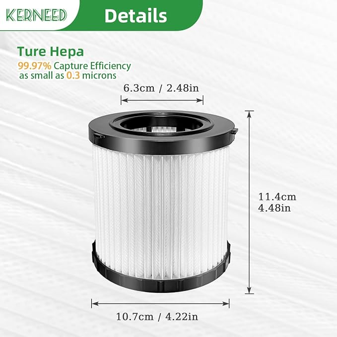 2 Pack DCV5801H HEPA Filter Compatible with DEWALT DCV580H, DCV581H 20V MAX Wet/Dry Vacuum, with 4 Foam Sleeve Filters & 1 Brush