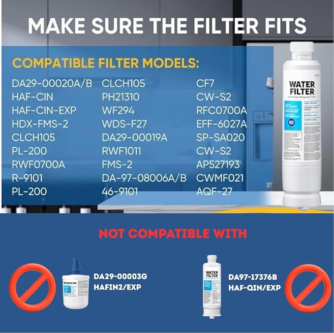 HAF-CIN/EXP DA29 Water Filter Replacement – Compatible with DA29-00020B – Carbon Block 99% Contaminant Reduction – Fresh Water & Ice – 24 Month Life 4 PACK