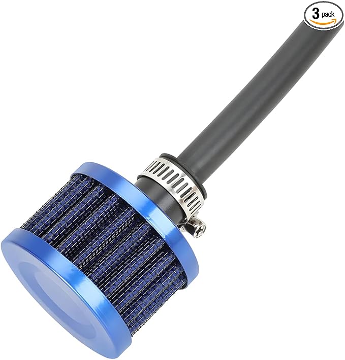 212cc Air Filter Valve Cover Breather, 12mm Inlet Mini Car Cold Air Intake Filter Cleaner, Crankcase Breather for Mini Bike Go Kart, Compatible with 196cc 6.5hp CT200U BT200X (Blue)