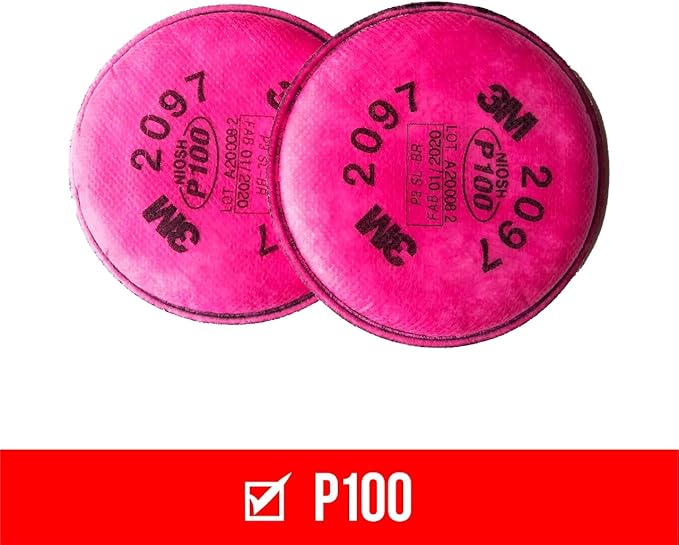 3M Performance P100 Particulate + Odor Filters, 2 Pairs, NIOSH-Approved, 99.97% Filtration Efficiency Against Solids & Liquid Aerosols, Use with 3M 6000, 6500 & 7500 Series (2097P2-DC), 3-Pack