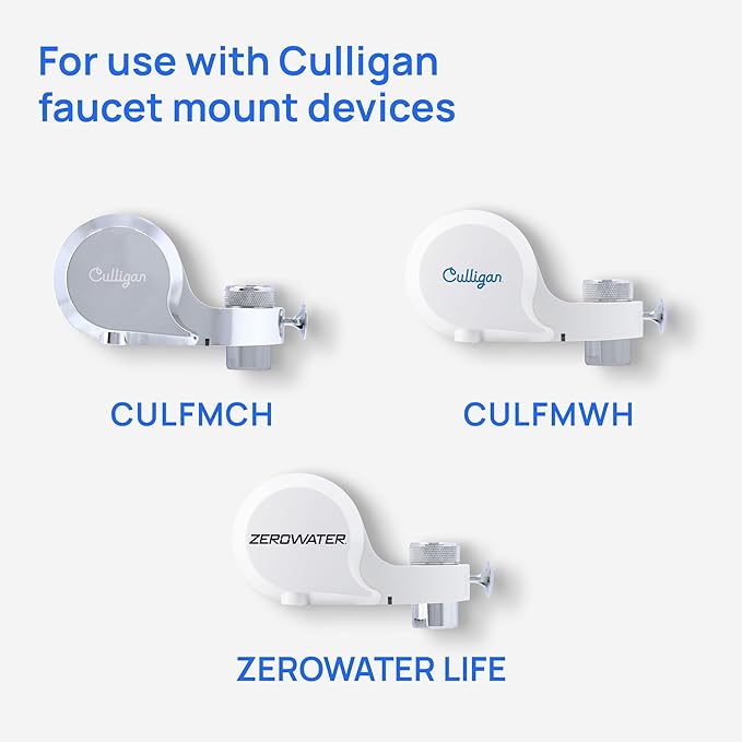 Culligan CULFMF01 Replacement Water Filter for Sink Faucet, Reduces Microplastics & 97% of PFOA/PFOS, Chlorine Odor for Cleaner Drinking Water, Faucet Mount Replacement Filter Lasts up to 400 Gallons