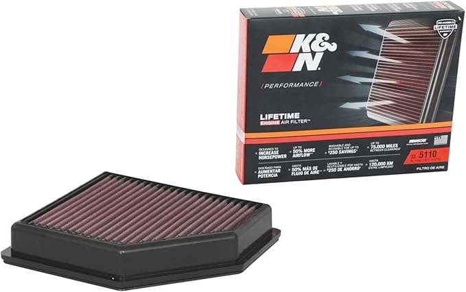 K&N High-Flow Original Lifetime Engine Air Filter: Increase Power: Premium, Washable: Compatible with 2020-2025 NISSAN: Sentra, 33-5110