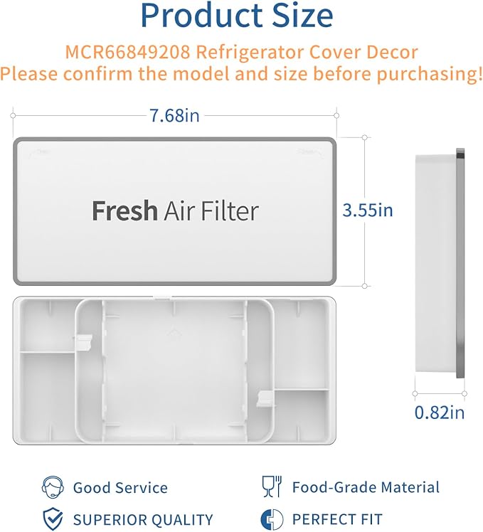 MCR66849208 MCR66849219 Filter Cover Decor,Compatible with L-G Refrigerator Air Filter Cover LMRS28596D LMXS28626S LFXS28968D Replaces 4957379 AP6892370 PS12085698 ACW75477501