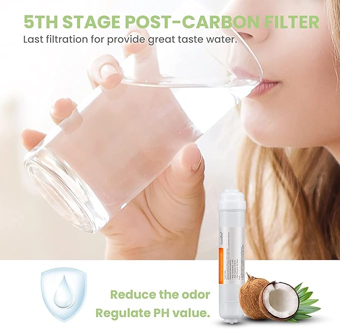 COMFEE' Reverse Osmosis Water Filter Replacement CMP10-F, Replacement Filter Set for 5 -Stage Under Sink RO Water Filtration System CMP10 White 9.92 * 2.74 * 2.74 inches
