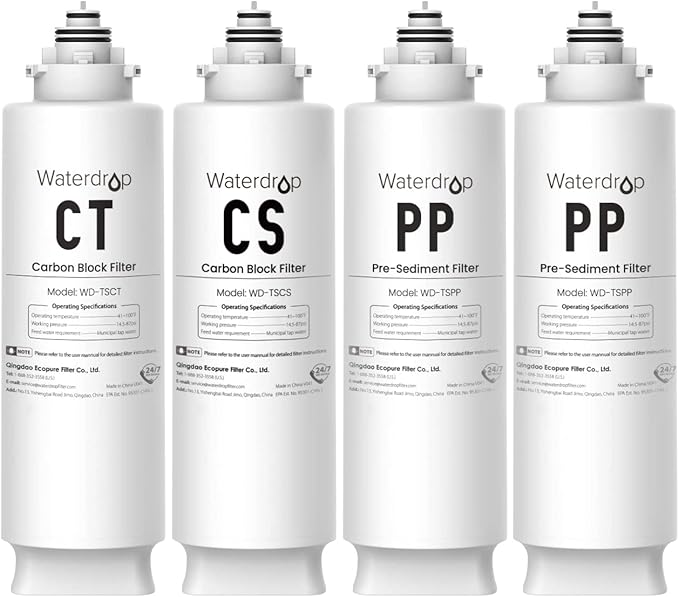 Waterdrop Undersink Replacement Water Filter Compo Pack, 2PP+CT+CS