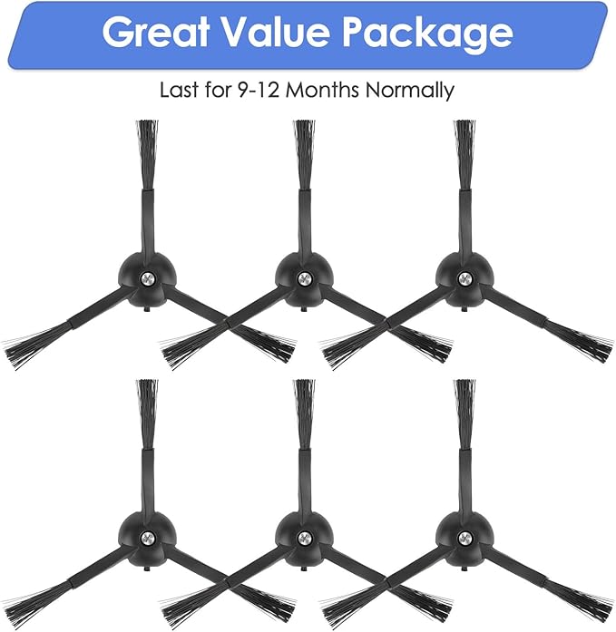 (6 Pack) Side Brushes for Roborock Q5 Max+, S8 MaxV Ultra, Q5 Pro, Q8 Max+, Q Revo, Qrevo Pro, Qrevo S, Qrevo Slim, Qrevo Master, S8 Pro Ultra, S7 MaxV Ultra, Q7 Max, Q7 Max+, Q5 Pro+, S7 & E Series