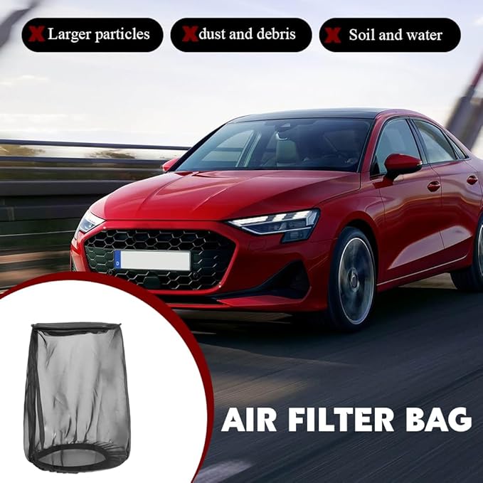 Air Filter Cover for Car Cold Air Intake Filter Cover Wrap Dustproof, Air Filter Cleaner Kits, Air Intake Filter Sock Cover for Harley Touring Universal for High Flow Air Intake Filters (Large)