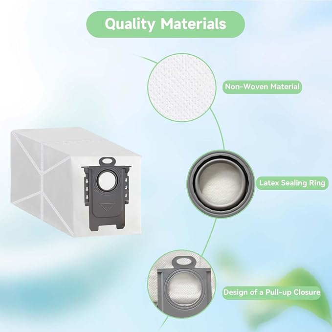 6 Pack Qrevo Replacement Bag for Roborock QV 35A/35S, Qrevo S5V, Saros 10/10R/Z270, Qrevo Edge S5A, Qrevo CurvX/2 Flow, Qrevo Curv S5X, S8 MaxV Ultra, Qrevo S/Pro/Plus/Slim/MaxV - Accessories