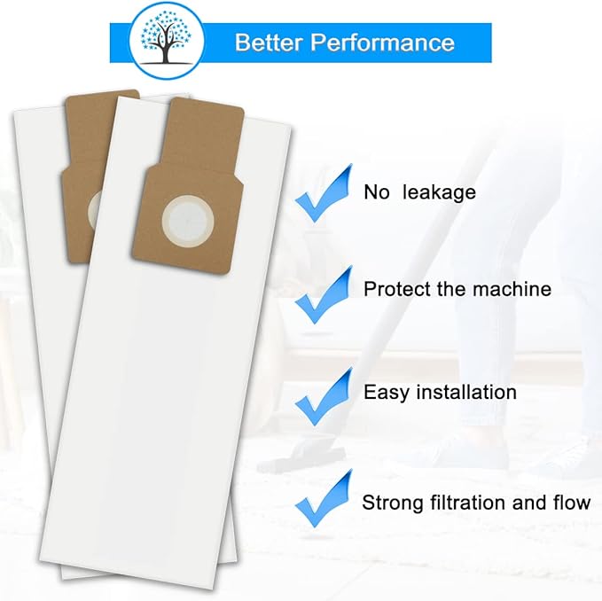 Type U/L/O Vacuum Bags for Kenmore 5068, 50688, 50690, 50105 Upright Vacuum, Style U, L, O Paper Bags for Miele Type Z, S170-S180, S183, S184, for Panasonic Type U-2, 8 Pack, with 1 Foam Filter