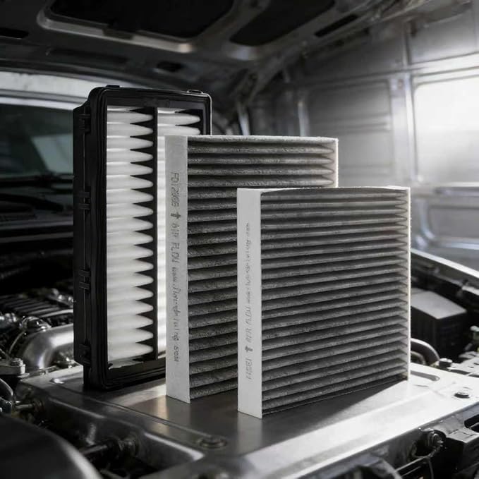 Comb Engine Cabin Air Filters for Kia Carnival 3.5L 2026 2025 2024 2023 2022 (Except Hybrid) (Cabin Filters Located Rear under the Hood & Glove Box)