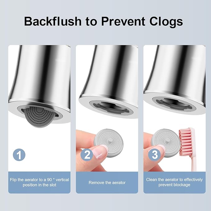 Metal Kitchen Faucet Head Replacement with Filter - Pull Down Spray Head Water Filter for Sink - 2 Modes Sink Sprayer Replacement with 12 Nozzle Adapters - Anti-clogging Design