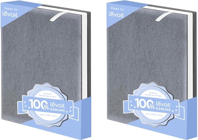 Levoit Vital 100 Air Purifier Genuine Replacement Filter, AHAM VERIFIDE, High-Efficiency Activated Carbon for Removal of Smoke, Odors, Allergens, Pollen, Vital 100-RF, White, 2 Pack