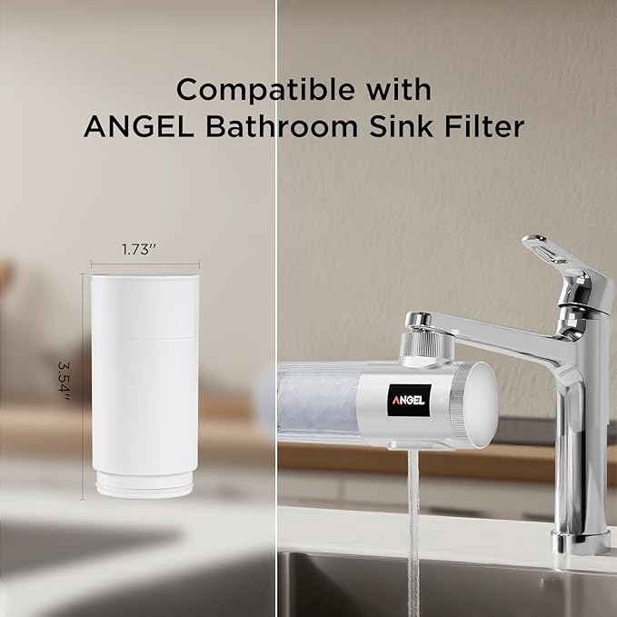ANGEL UF60 Replacement Filter, Applies to ANGEL UF60 Bathroom Sink Filter Water Faucet for Skin (W-LT3701-UF60), Removes 99% Lead and Chlorine, Softens Water For Healthy Life