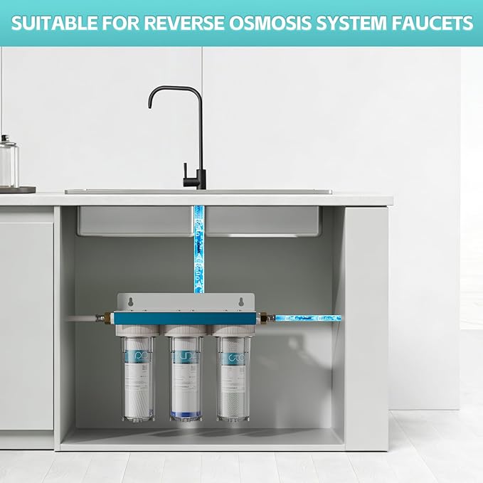 Drinking Water Faucet, Lead-Free Kitchen Water Filter Faucet for Reverse Osmosis or Water Filtration System, RO Faucet, Brushed Nickel (Black)