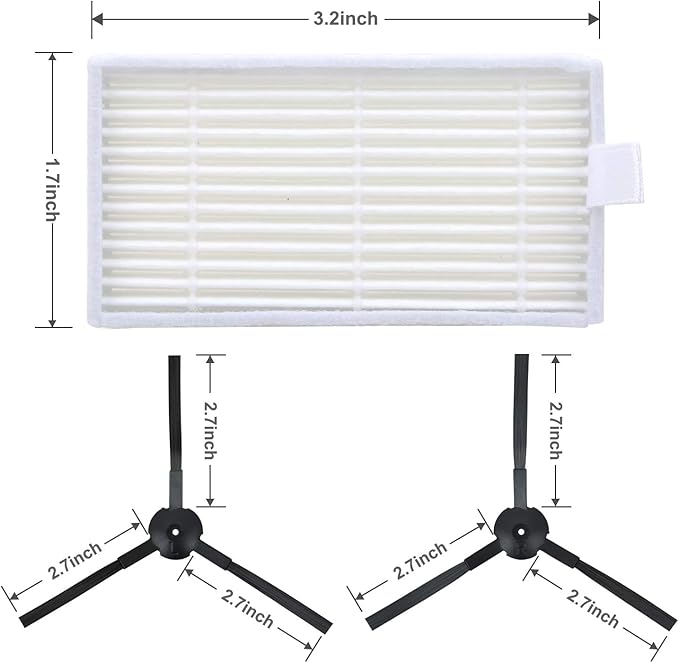 Vacuum Filter Kit Replacement for Robotic Vacuum ILIFE V3 V3S V5 V5s, Pro Robot Vacuum Cleaner 6 Filters and 6 Side Brushes and 1 Primary Filter (Pack of 13)