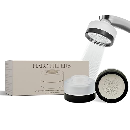 Faucet Filter – Bathroom Sink Faucet Filter for Men & Women’s Skincare, Vitamin C–Infused, Reduces Chlorine, Advanced Filtration for Hydrated Skin, Hard Water Softener (Black)