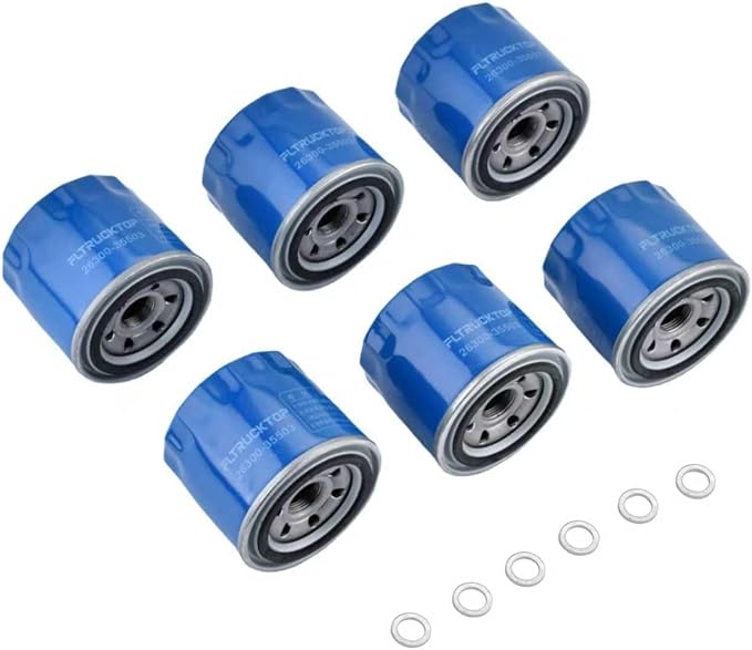 6PCS 26300-35503 21513-23001 Engine Oil Filter and Drain Plug Gasket fits for hyundai Elantra Santa Fe Sonata Accent Kona and Kia Forte Forte5 1997-2024 Replaces 26300-35504 MZ690116