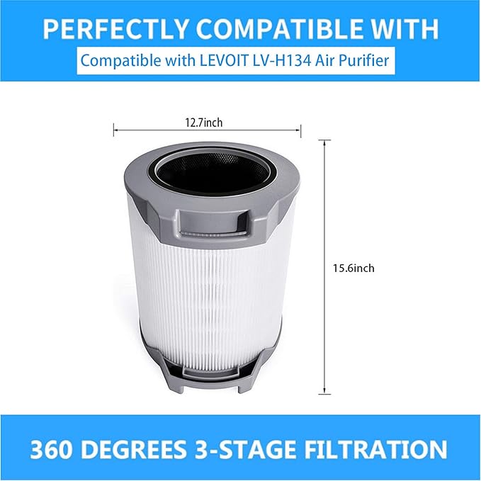 LV-H134 Filter Replacement for LEVOIT LV-H134 Air Purifiers, 3-in-1 H13 H-EPA Activated Carbon Premium Filter used for Office bedroom living room kitchen or office