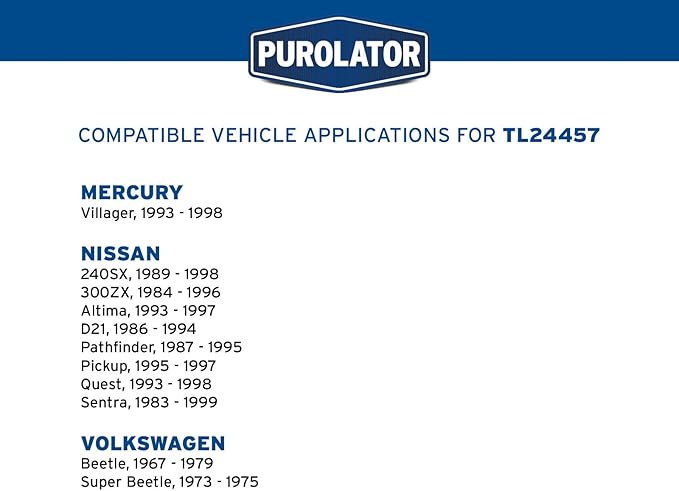 Purolator TL24457 PurolatorTECH Spin On Oil Filter Compatible With Nissan Pickup, D21, Sentra, 300ZX, 240SX, Pathfinder, Altima, Volkswagen Beetle and Mercury Villager