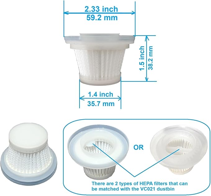 6Pack Hepa Filters Replacement Compatible with Drecell VC021 Car Vacuum Cleaner, and autozen M4 Car Vacuum. Washable and Reusable Hepa Filters Works with Drecell Car Vacuum.