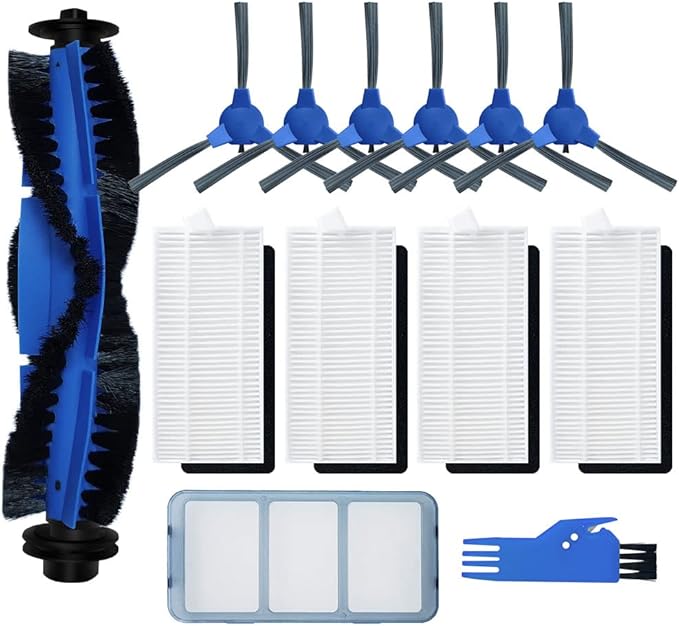 Replacement Parts for eufy robovac 11S, 12, 15T, 15C, 25C, 30, 30C, 35C Slim Carpet Robotic Vacuum Cleaner Hepa Filter Pre-filter Roller Brush Spin Side Brushes Attachment (with Pre-Filter)