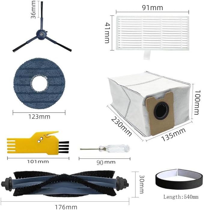 C20 Omni Replacement Parts for Eufy C20 Omni Robot Vacuum Accessories Kit 21 Packs 2 Roller Brushes, 4 Filters, 6 Side Brushes, 4 Mop Cloths, 4 Dust Bags, 1 Bumper Stripe