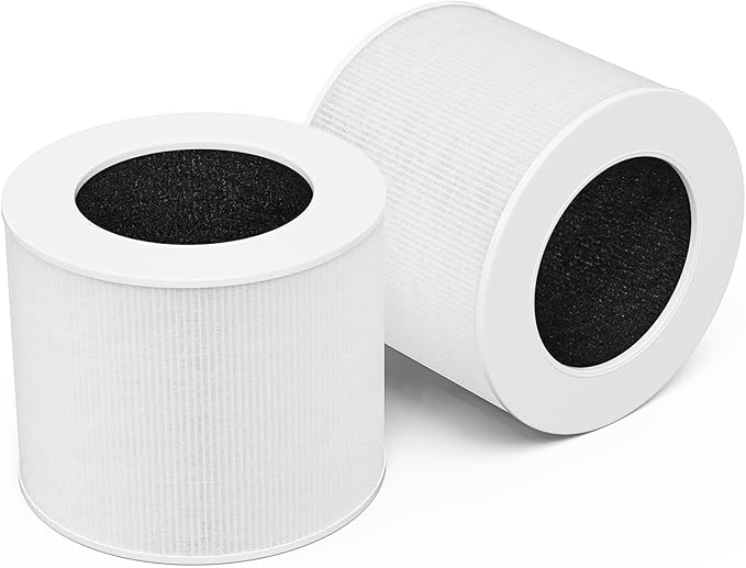 2-Pack Core Mini Air Purifier Replacement Filter Compatible with LEVOIT Core Mini Air Purifier, 3-in-1 True HEPA Filter, High-Efficiency Activated Carbon, Replace Core Mini-RF, White