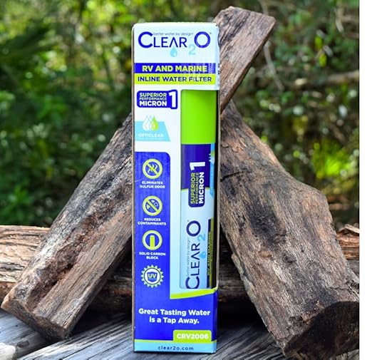 CLEAR2O RV & Marine Inline Water Filter (CRV2006-3) – 1 Micron Solid Carbon Block – Premium Drinking Water Filtration for RVs, Boats, Campers – Reduces Chlorine, Lead, Taste & Odor