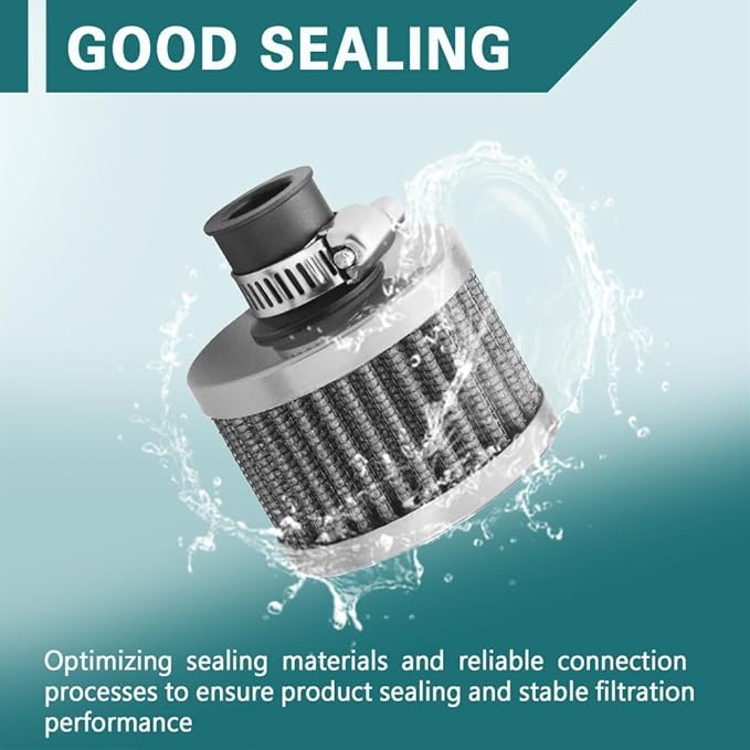 12mm Air Filter Intake Filter Breather, Valve Cover Breather, Mini Universal Motor Cone Cold Clean Air Intake Filter Turbo Vent Breather, Vehicle Engine Air Filters Suitable for Cars Motorcycles