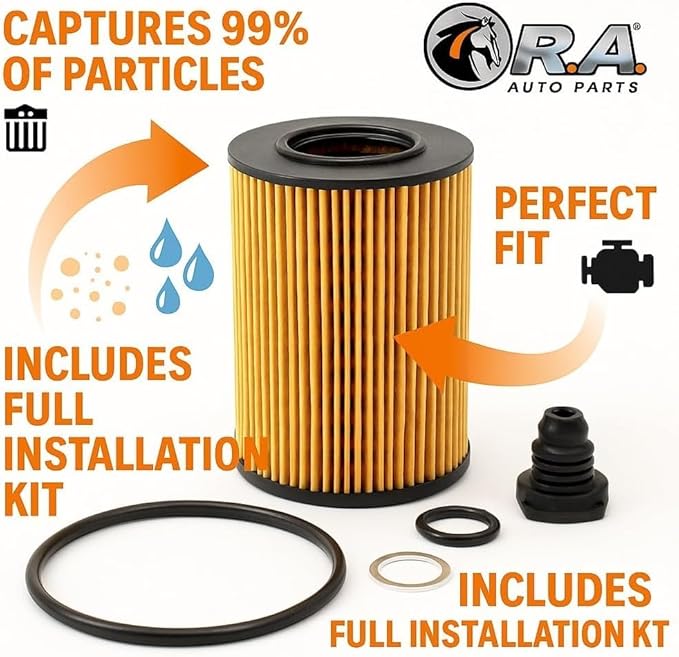 RA-10855 Engine Oil Filter 15K Mile Change Automotive Replacement Interval Cartridge for Select Models Hyundai Azera Santa Fe (Base and XL) Kia Cadenza Sedona Sorent