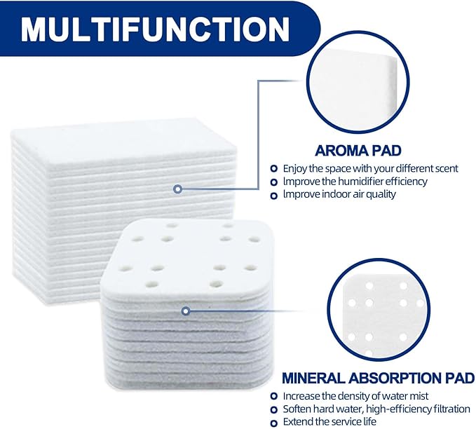 Top-Fill Humidifier Replacement Filters 20 Pack and Replacement Aroma Pads 20 Pack - Compatible with LEVOIT LV600HH, LV600S, OasisMist450S, OasisMist600S - Descaling Pads, White
