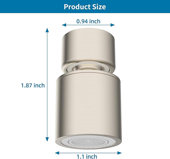 Hibbent NSF/ANSI/CAN 61 Certified Faucet Aerator, 360° Swivel Kitchen Sink Aerator, CUPC Certification 2-Flow Sink Sprayer Attachement, Faucet Replacement Part 55/64 Inch Female Thread, Brushed Nickel