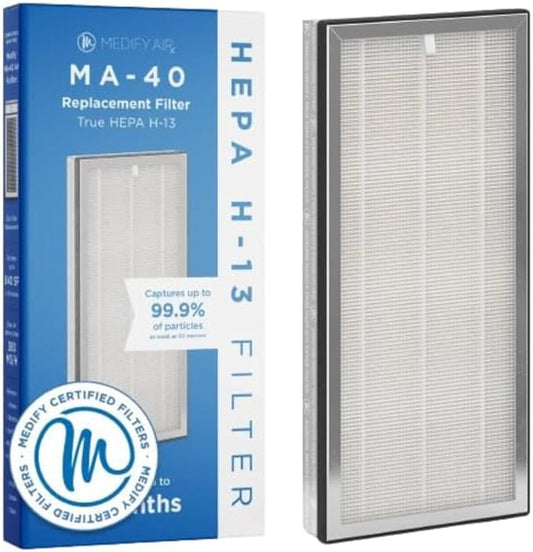 Medify MA-40 Air Purifier with True HEPA H13 Filter | 1,793 ft² Coverage in 1hr for Smoke, Wildfires, Odors, Pollen, Pets | Quiet 99.9% Removal to 0.1 Microns | White, 1-Pack