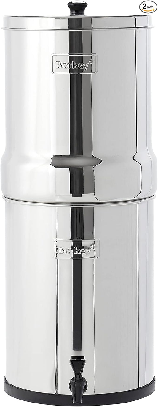 Imperial Berkey Gravity-Fed Stainless Steel Countertop Water Filter System 4.5 Gallon with 2 Authentic Black Berkey Elements BB9-2 Filters