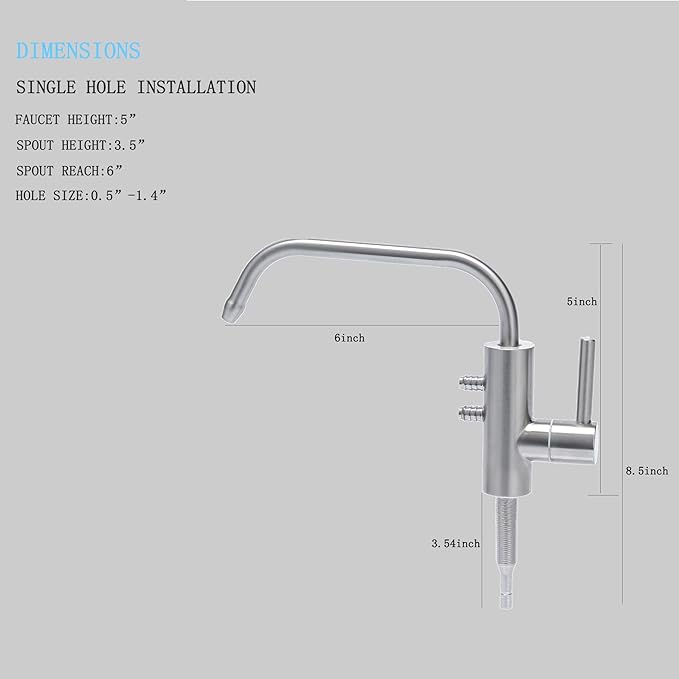 Alkaline Water Filtered Faucet, Ro Faucet Stainless Steel for Alkaline Water Filtration System Water Ionizer