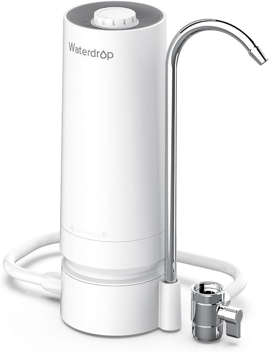 Waterdrop Water Filter for Sink Faucet, 4000 Gallons Countertop Water Filter System and Filter Life Reminder, Reduces Heavy Metals, Bad Odor, and 99% Chlorine, WD-CTF-05 (1 Filter)
