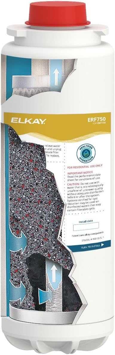 Elkay Genuine ERF750 WaterSentry Lead + Microplastics NSF/ANSI Certified Residential Filter (ezH2O Liv & Filtered Faucet)