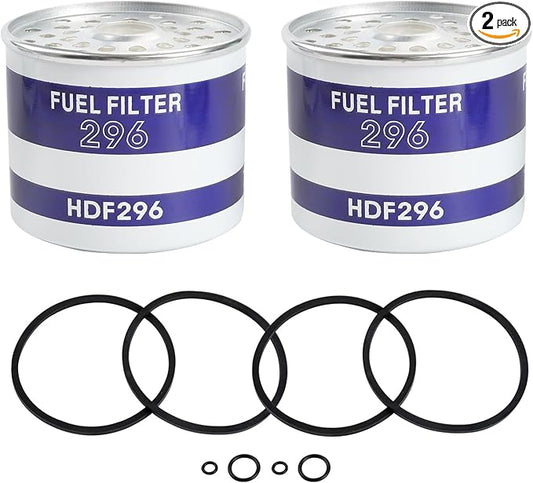 Diesel Fuel Filter Element With O-Ring and Gasket Compatible With Ford Tractor Vehicle 2000 2600 3000 3600 4000 4600 5000 7000 7500 7600 Replaces# 7111-296 EDPN9N074AA C5NE9176C C7NN9176A (2Pcs)
