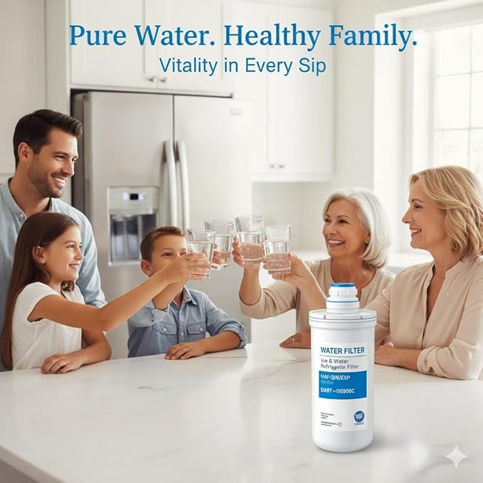 HAF-QIN/EXP DA97 Water Filter Replacement – Compatible with DA97-17376B – Carbon Block 99% Contaminant Reduction – Fresh Water & Ice – 18 Month Life 3 PACK