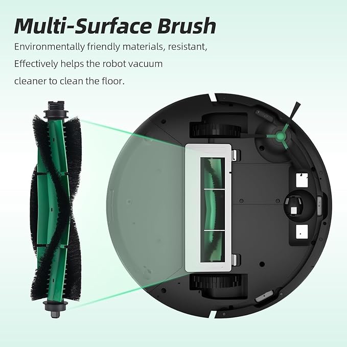 ANBOO Replacement Parts Compatible with iRobot Roomba Essential 105 Y0140 Y0110 Q0120 Q0520 Q011 Vacuum Cleaner, 1 Roller Brush, 4 Hepa Filters, 4 Side Brushes, 1 Cleaning Brush