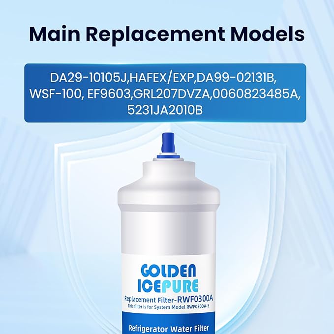 GOLDEN ICEPURE RWF0300A Inline Water Filter Replacement for GE® GXRTQR, Samsung HAFEX/EXP, DA29-10105J, Whirlpool WHKF-IMTO, Refrigerator Water Filter 2 PACK
