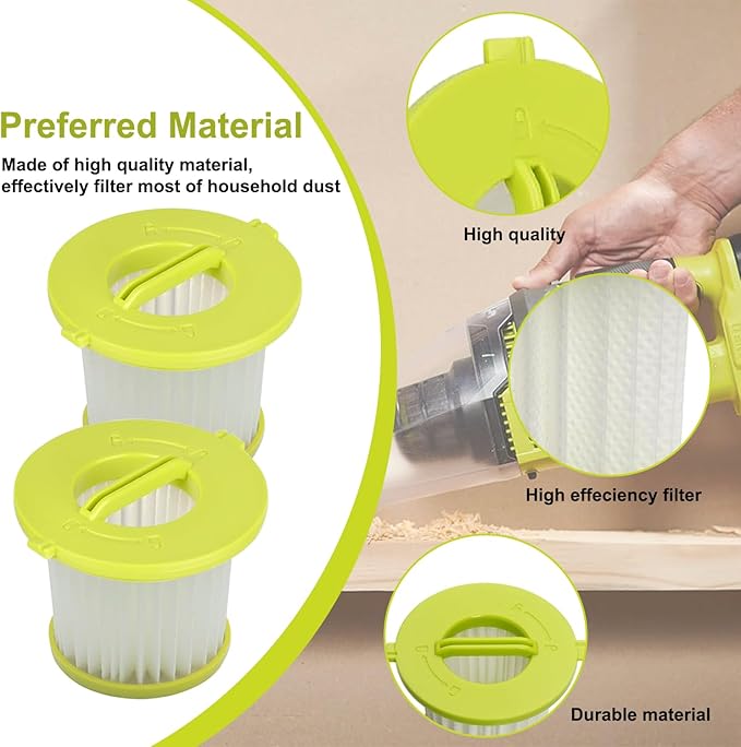 5 Pack HEPA Filters Replacement for Ryobi 18V ONE+ Hand Vacuum Models PCL700 PCL704 PCL705 Series, Compare to Part # A32F05N, A32HF00, HAHV33,BH57400V